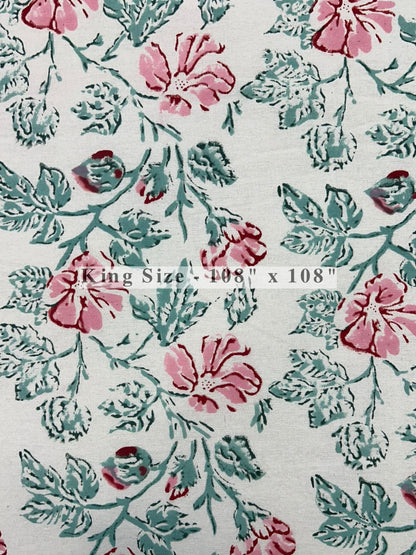 Blush Mint King Bedsheet with Pillow Covers