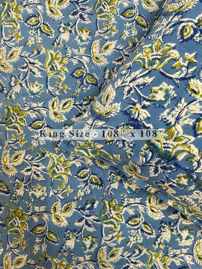 Blue Vatika King Bedsheet with Pillow Covers