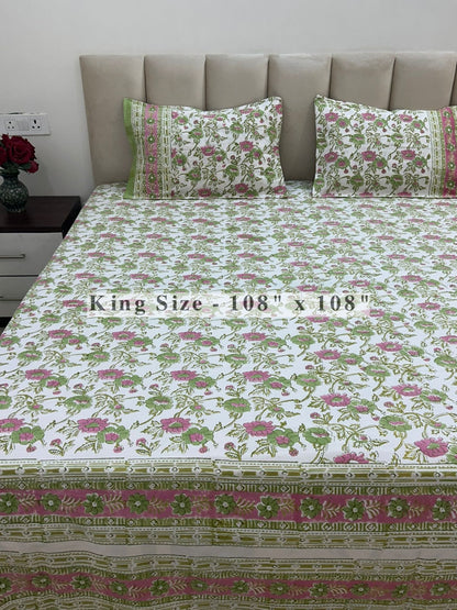 Gul Bageecha King Bedsheet with Pillow Covers