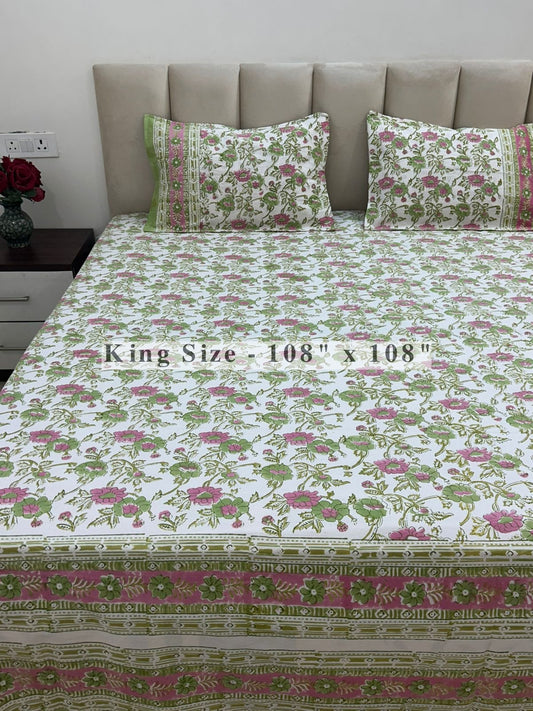 Gul Bageecha King Bedsheet with Pillow Covers