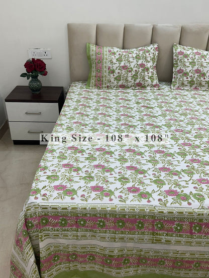 Gul Bageecha King Bedsheet with Pillow Covers