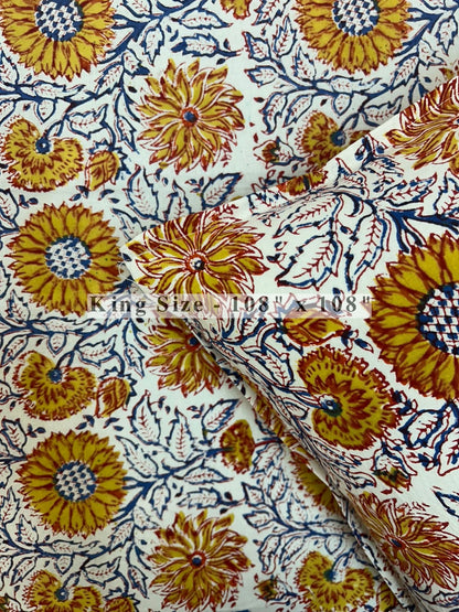 Marigold Blossoms King Bedsheet with Pillow Covers