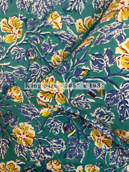 Turquoise Spring King Bedsheet with Pillow Covers