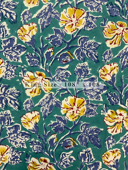 Turquoise Spring King Bedsheet with Pillow Covers