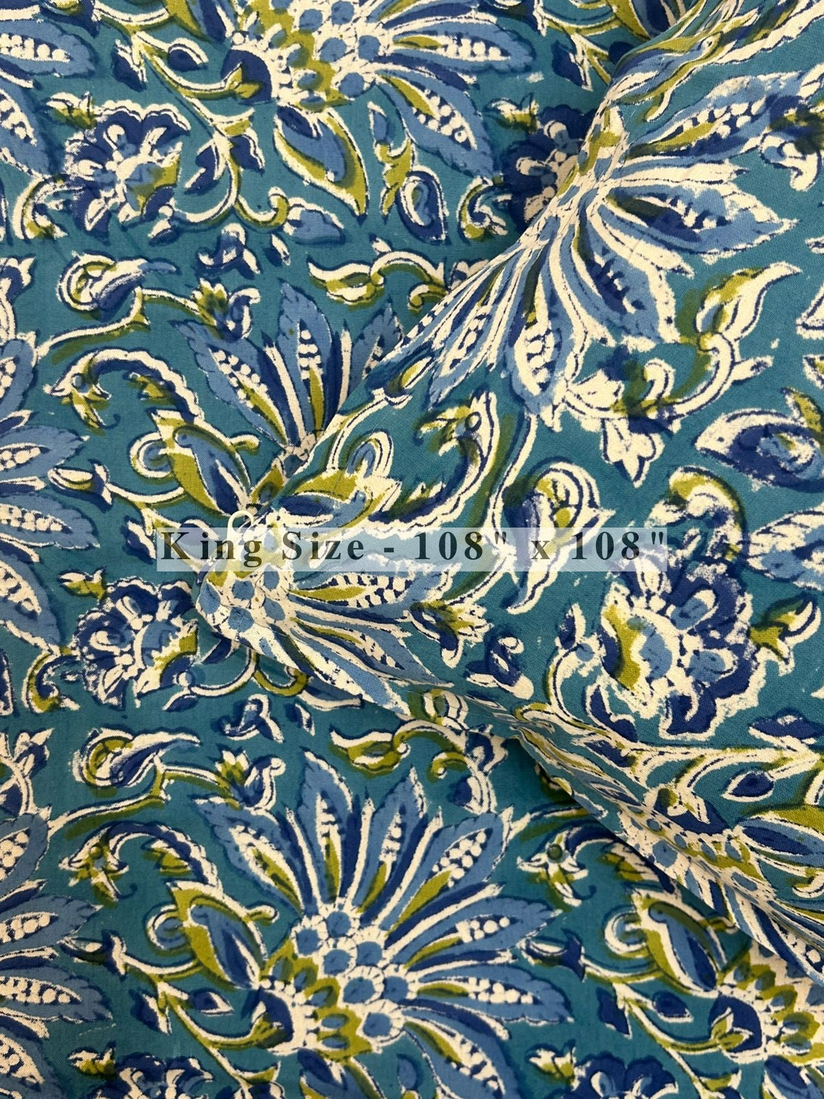 Blue Ferns King Bedsheet with Pillow Covers