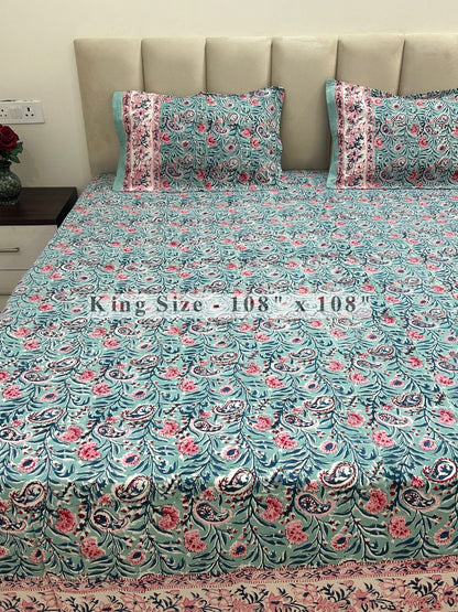 Blush Paisley Ferns King Bedsheet with Pillow Covers