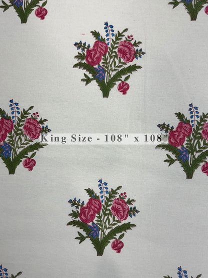 Pink Bouquet King Bedsheet with Pillow Covers