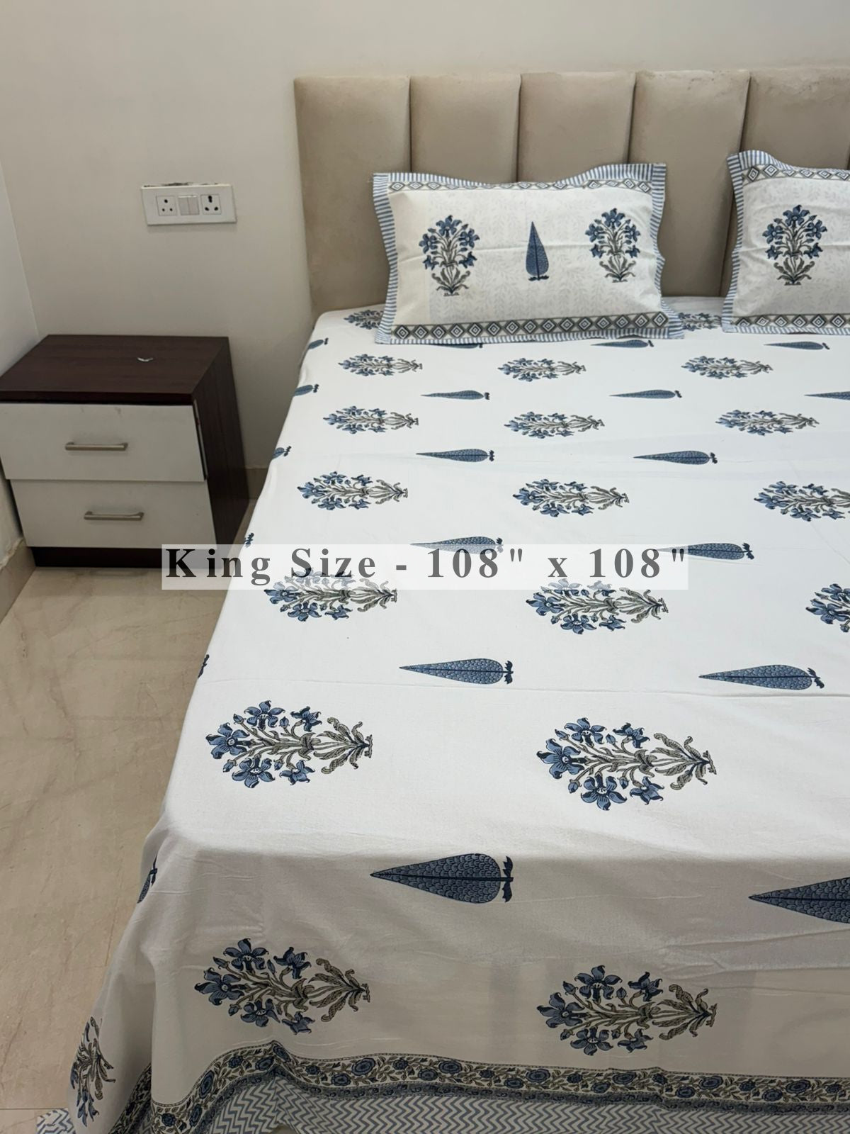 Slate Blue Symphony King Bedsheet with Pillow Covers