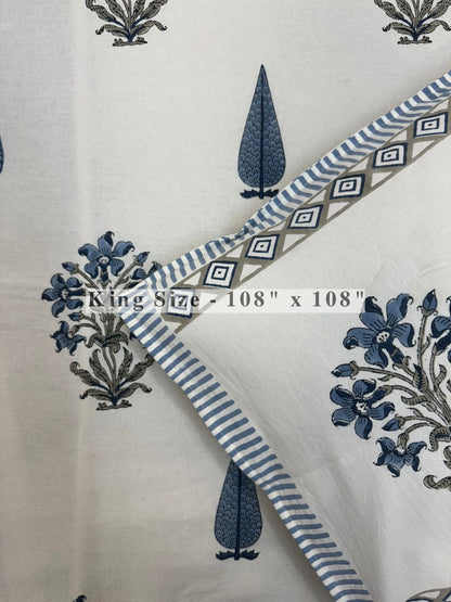 Slate Blue Symphony King Bedsheet with Pillow Covers