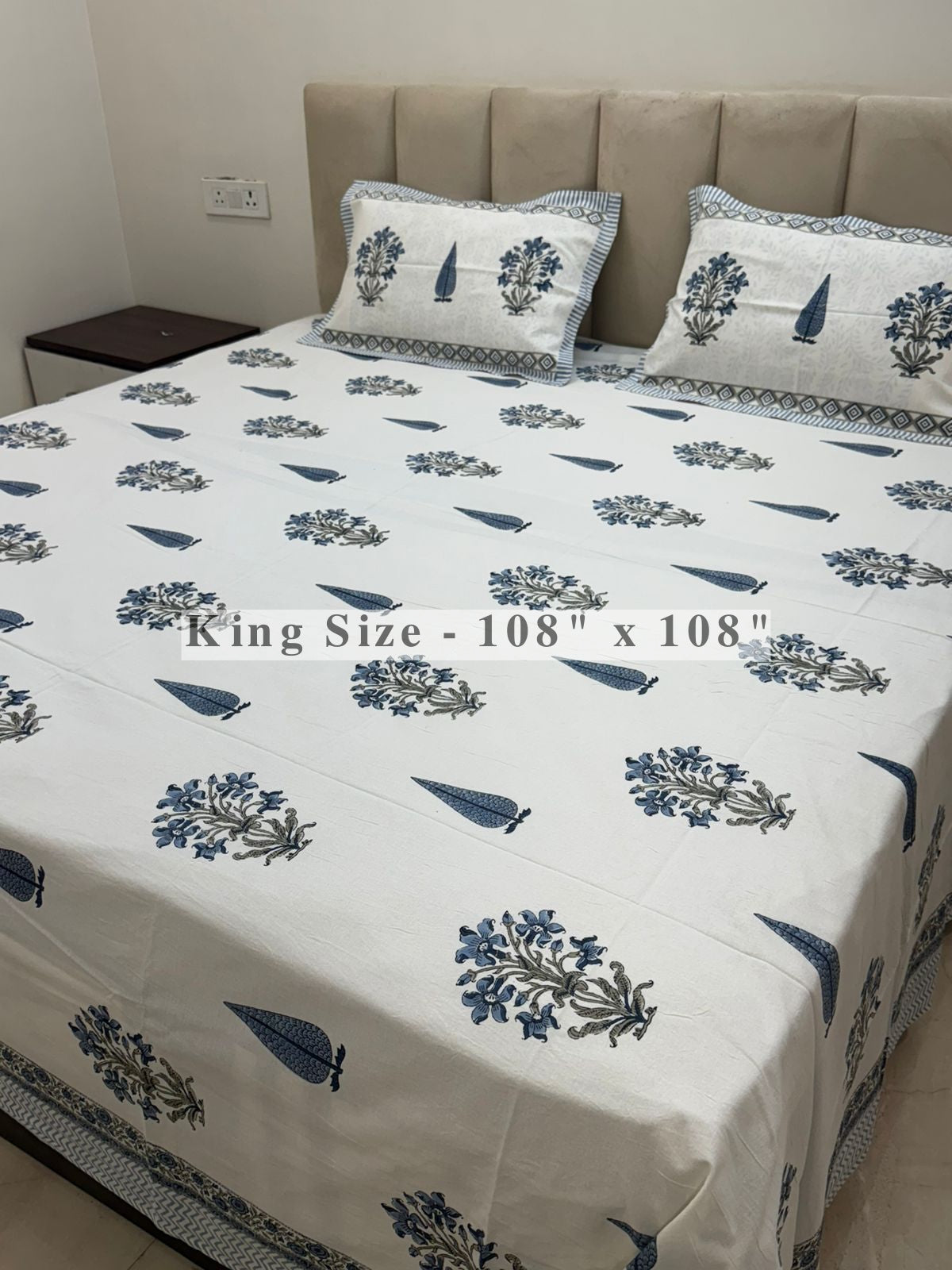 Slate Blue Symphony King Bedsheet with Pillow Covers