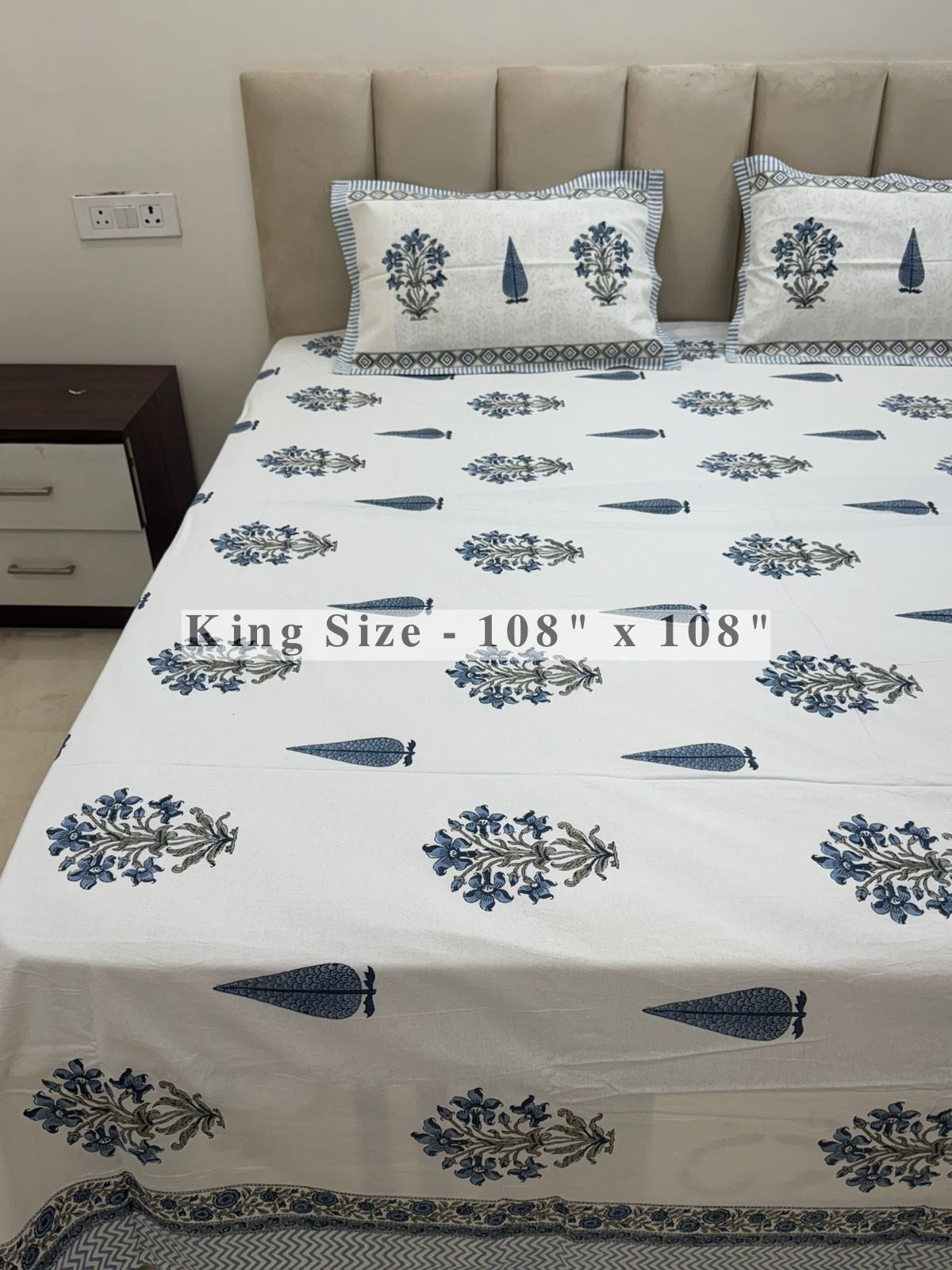 Slate Blue Symphony King Bedsheet with Pillow Covers