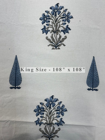 Slate Blue Symphony King Bedsheet with Pillow Covers