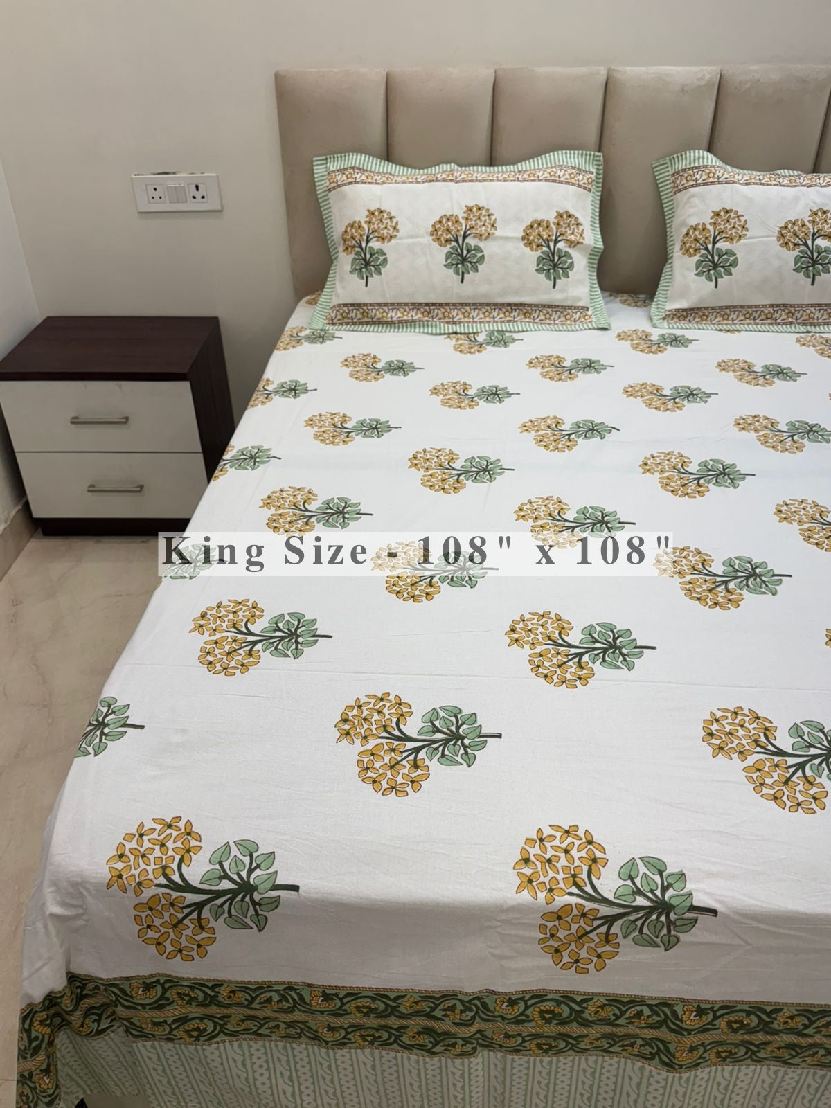 Yellow Hues King Bedsheet with Pillow Covers