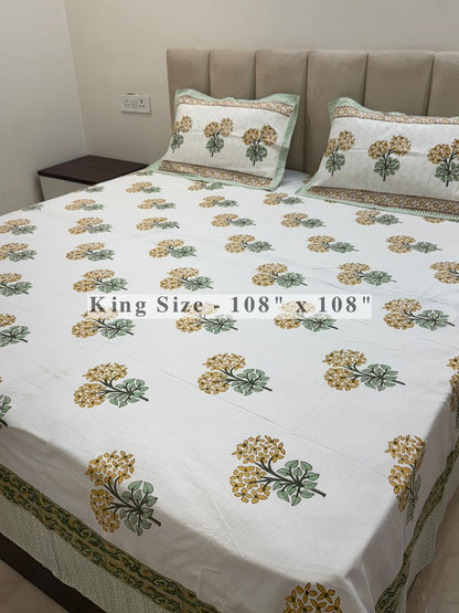 Yellow Hues King Bedsheet with Pillow Covers