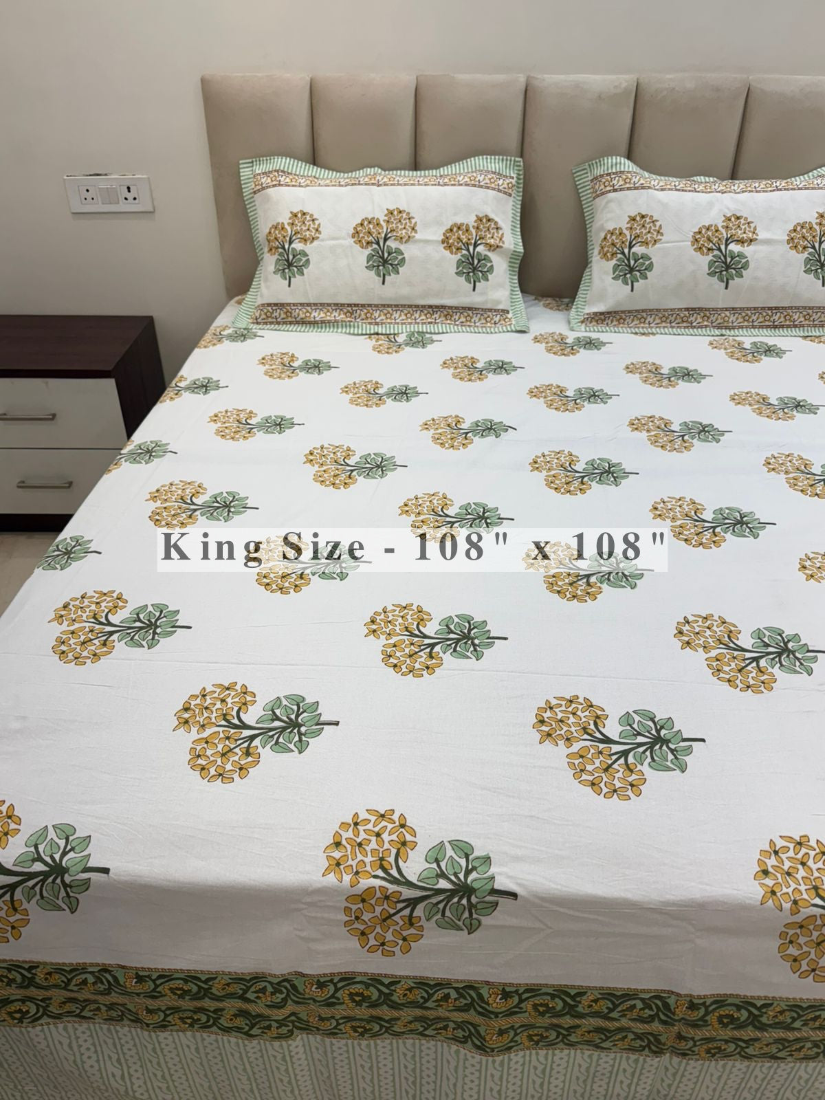 Yellow Hues King Bedsheet with Pillow Covers