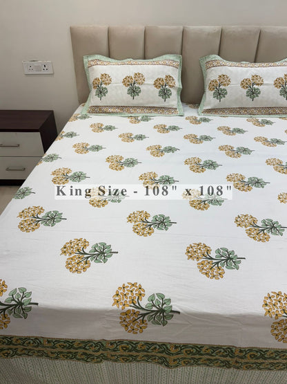 Yellow Hues King Bedsheet with Pillow Covers