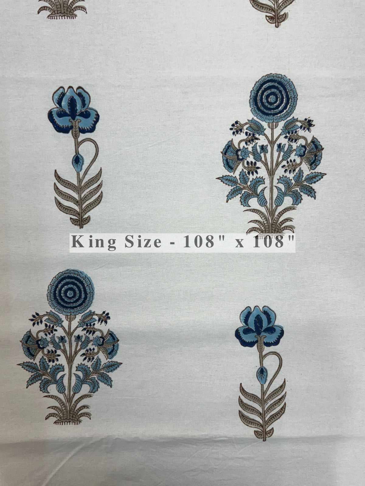 Blue Shahi Gul King Bedsheet with Pillow Covers