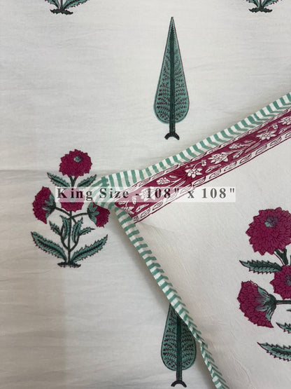 Shahi Boota King Bedsheet with Pillow Covers