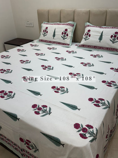 Shahi Boota King Bedsheet with Pillow Covers