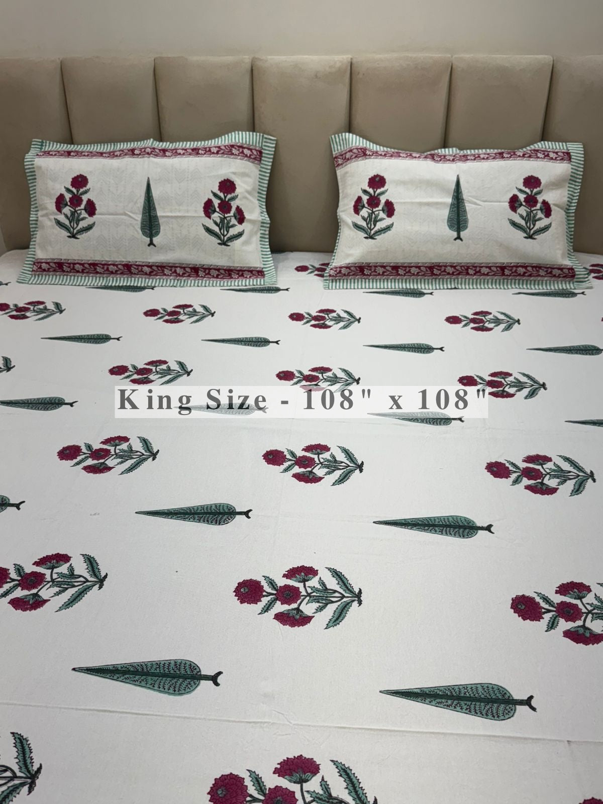 Shahi Boota King Bedsheet with Pillow Covers