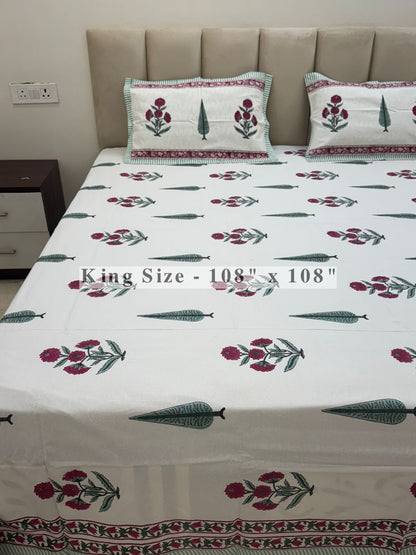 Shahi Boota King Bedsheet with Pillow Covers