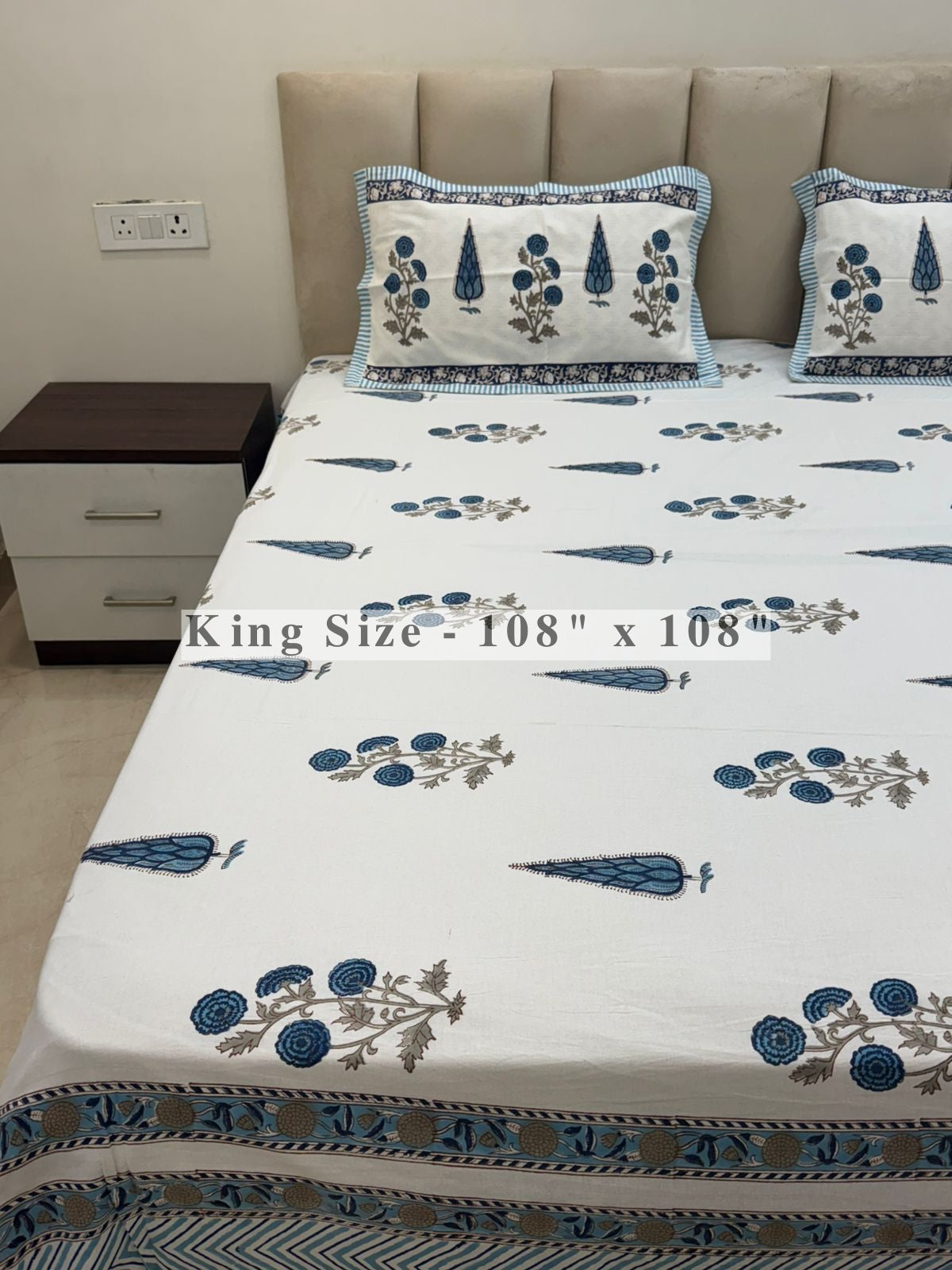 Blue Serenity King Bedsheet with Pillow Covers