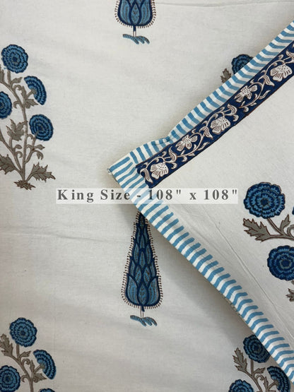 Blue Serenity King Bedsheet with Pillow Covers