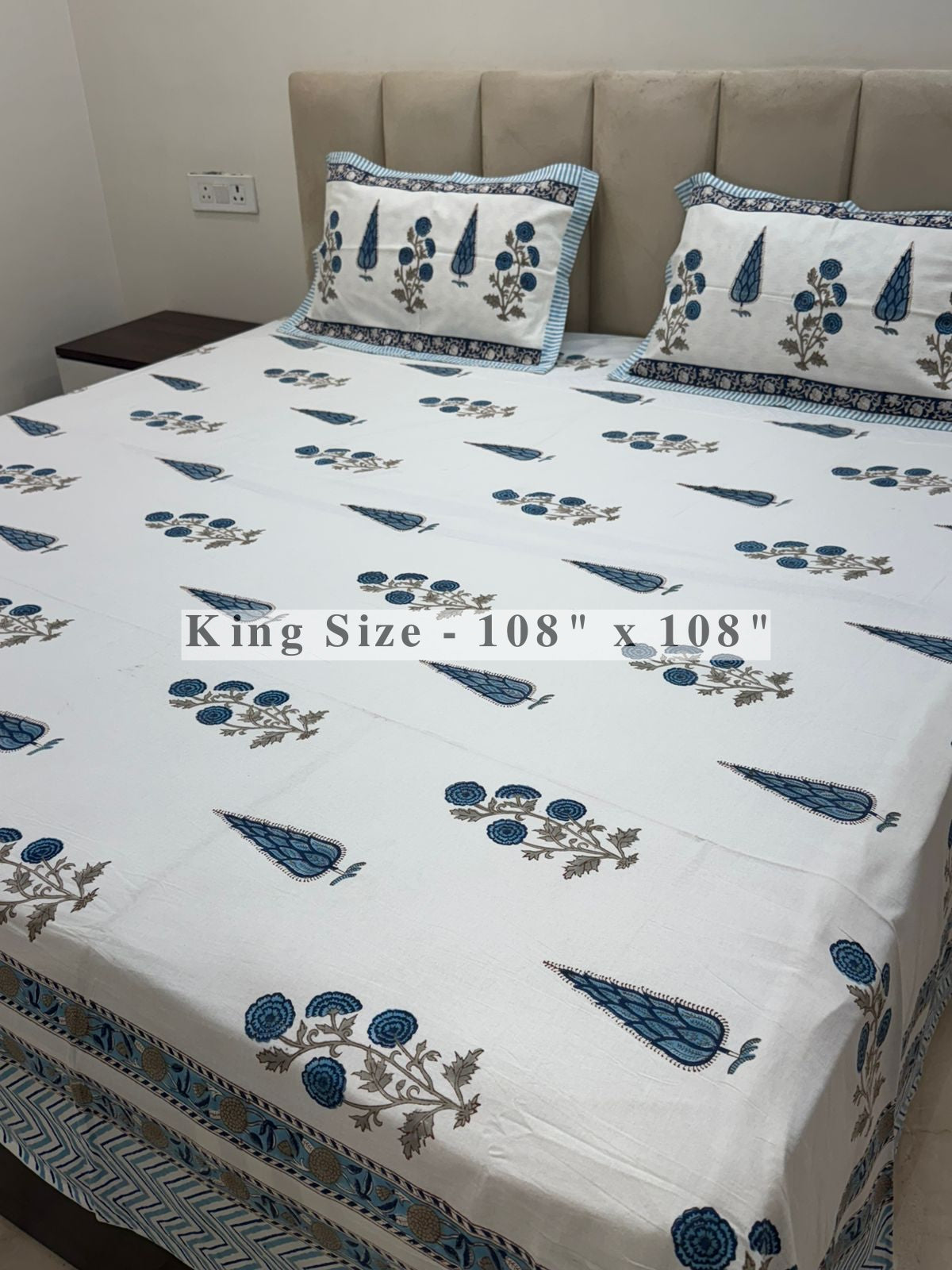 Blue Serenity King Bedsheet with Pillow Covers