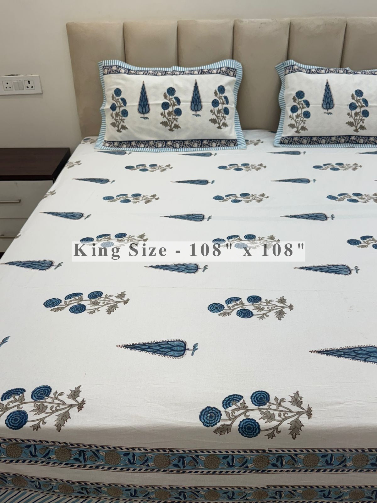 Blue Serenity King Bedsheet with Pillow Covers
