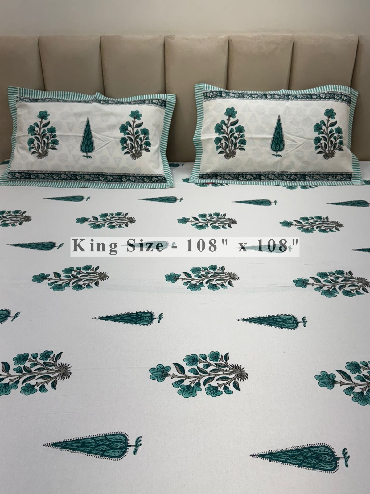 Sea Green Royale King Bedsheet with Pillow Covers