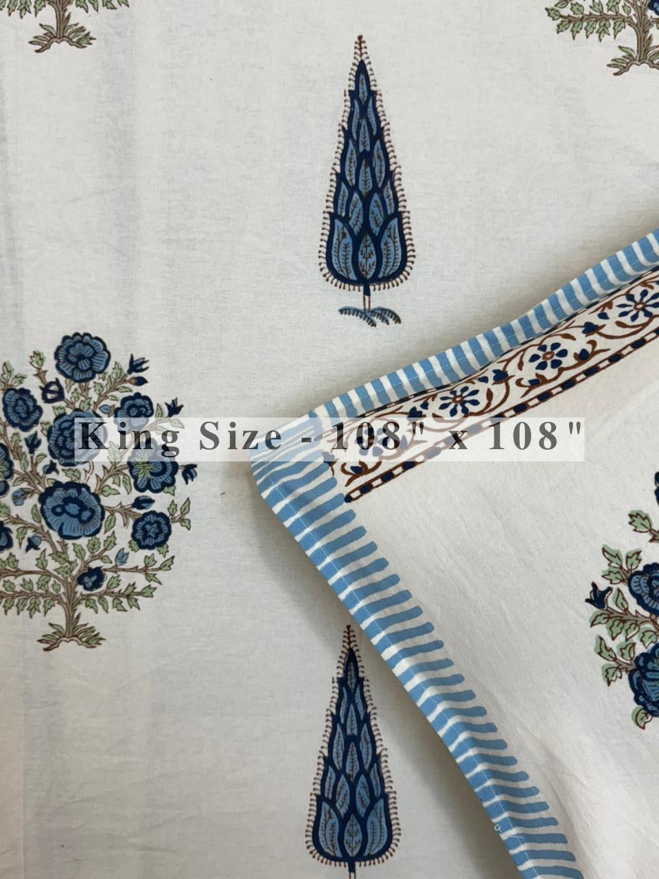 Blue Elegance King Bedsheet with Pillow Covers