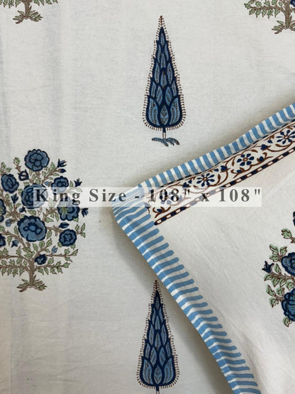 Blue Elegance King Bedsheet with Pillow Covers