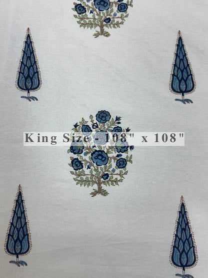 Blue Elegance King Bedsheet with Pillow Covers