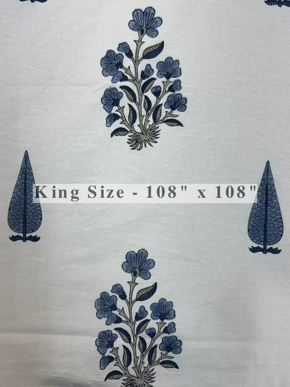 Slate Blue Vatika King Bedsheet with Pillow Covers