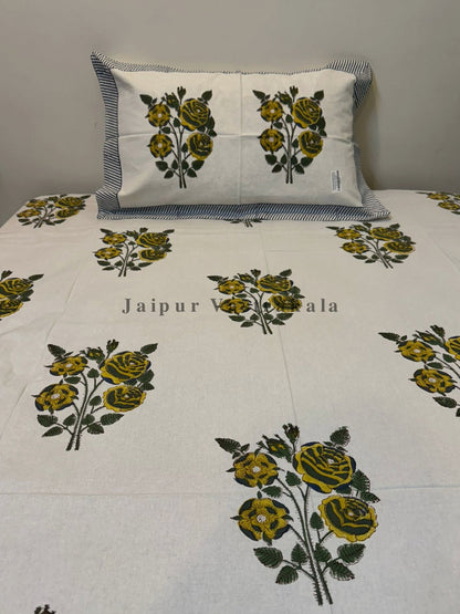 Yellow Sage Single Bedsheet with Pillow Cover