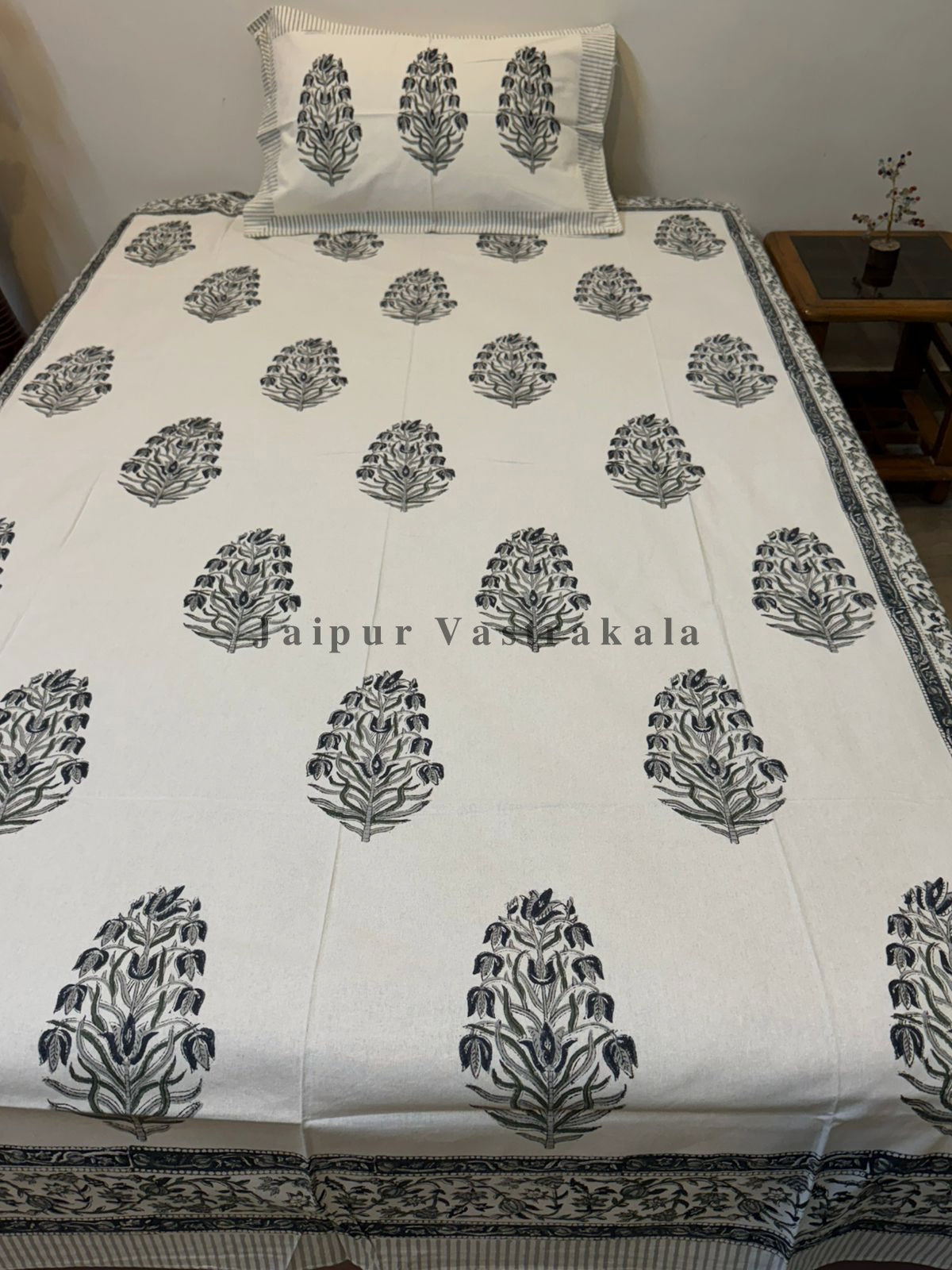 Frosted Blue Serenity Single Bedsheet with Pillow Cover