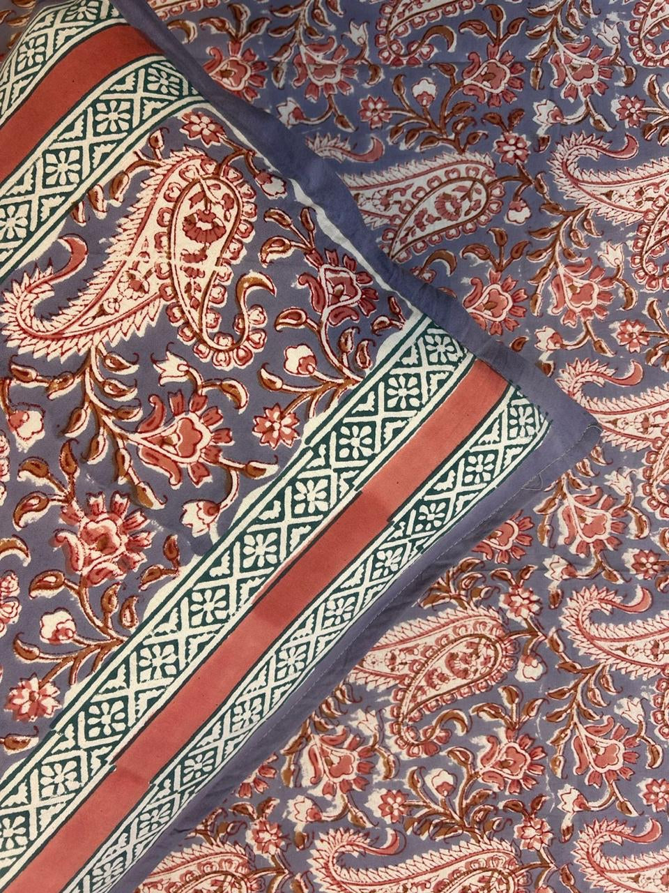 Slate Blue Paisley Single Bedsheet with Pillow Cover