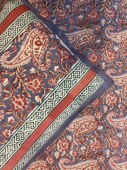 Slate Blue Paisley Single Bedsheet with Pillow Cover