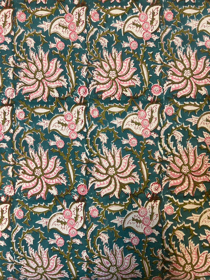 Teal Blossom Single Bedsheet with Pillow Cover