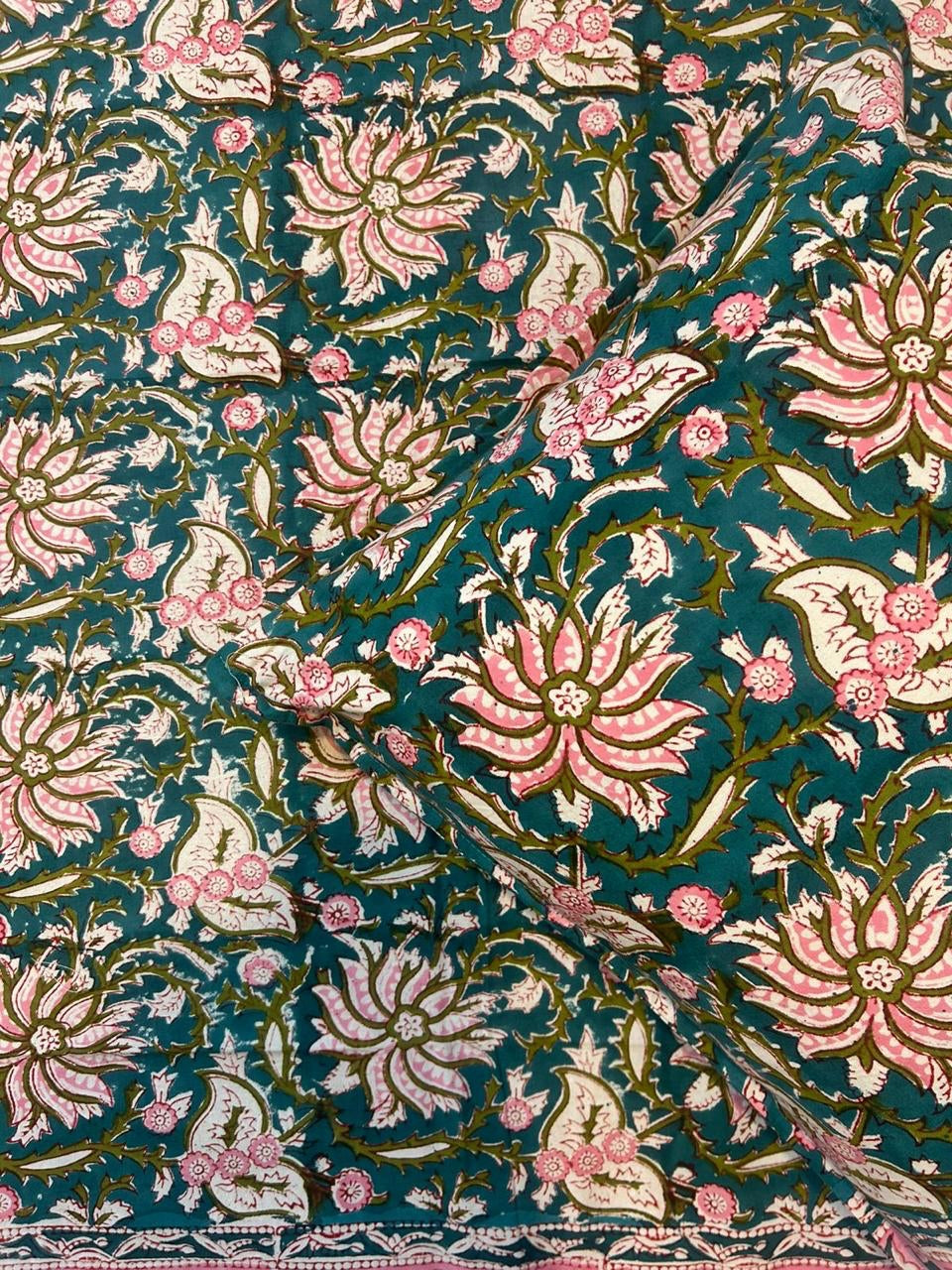 Teal Blossom Single Bedsheet with Pillow Cover