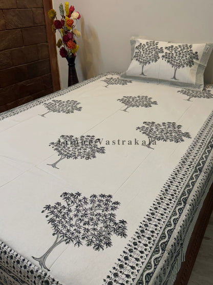 Frosted Tree Single Bedsheet with Pillow Cover