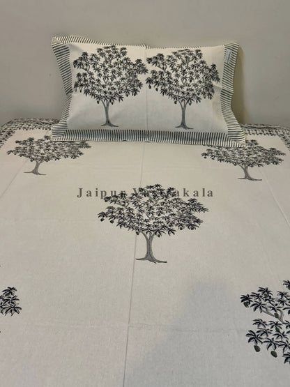 Frosted Tree Single Bedsheet with Pillow Cover