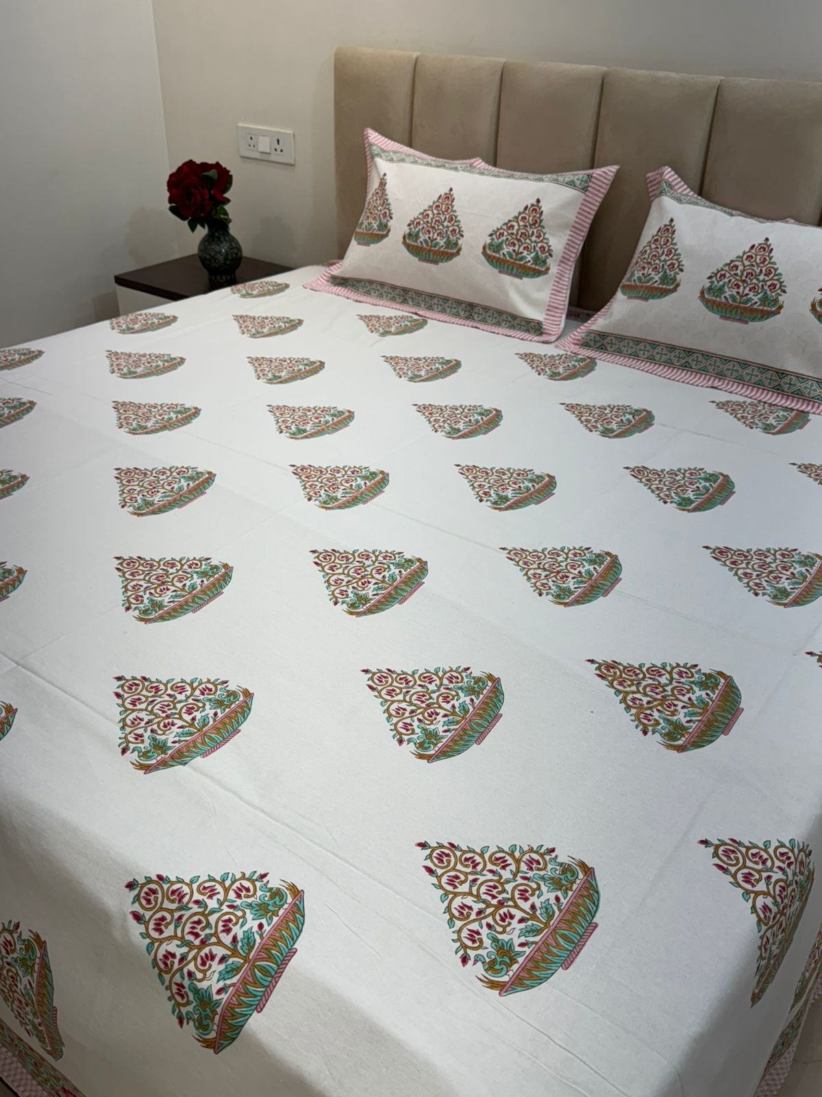 hand block printed bedsheet