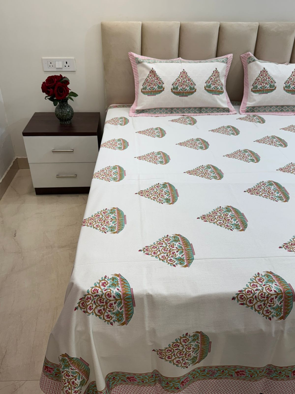 hand block printed bedsheet