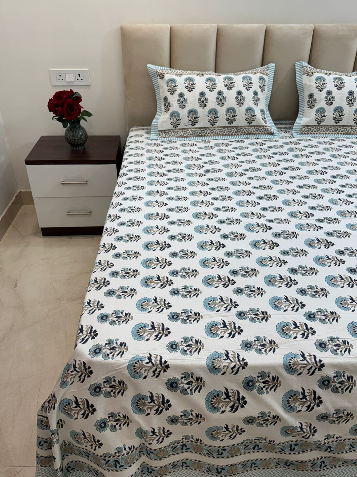 hand block printed bedsheet