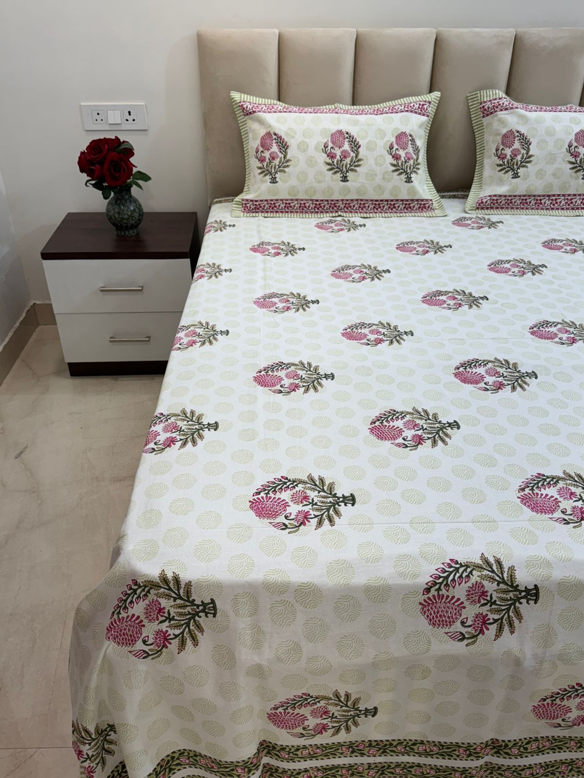 hand block printed bedsheet