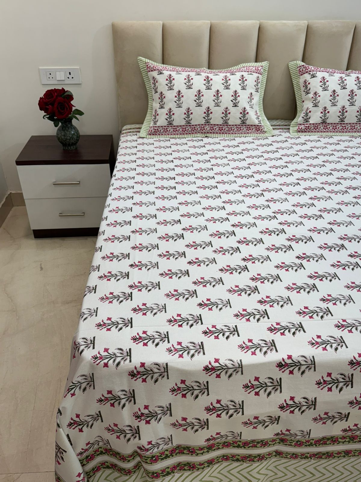 hand block printed bedsheet