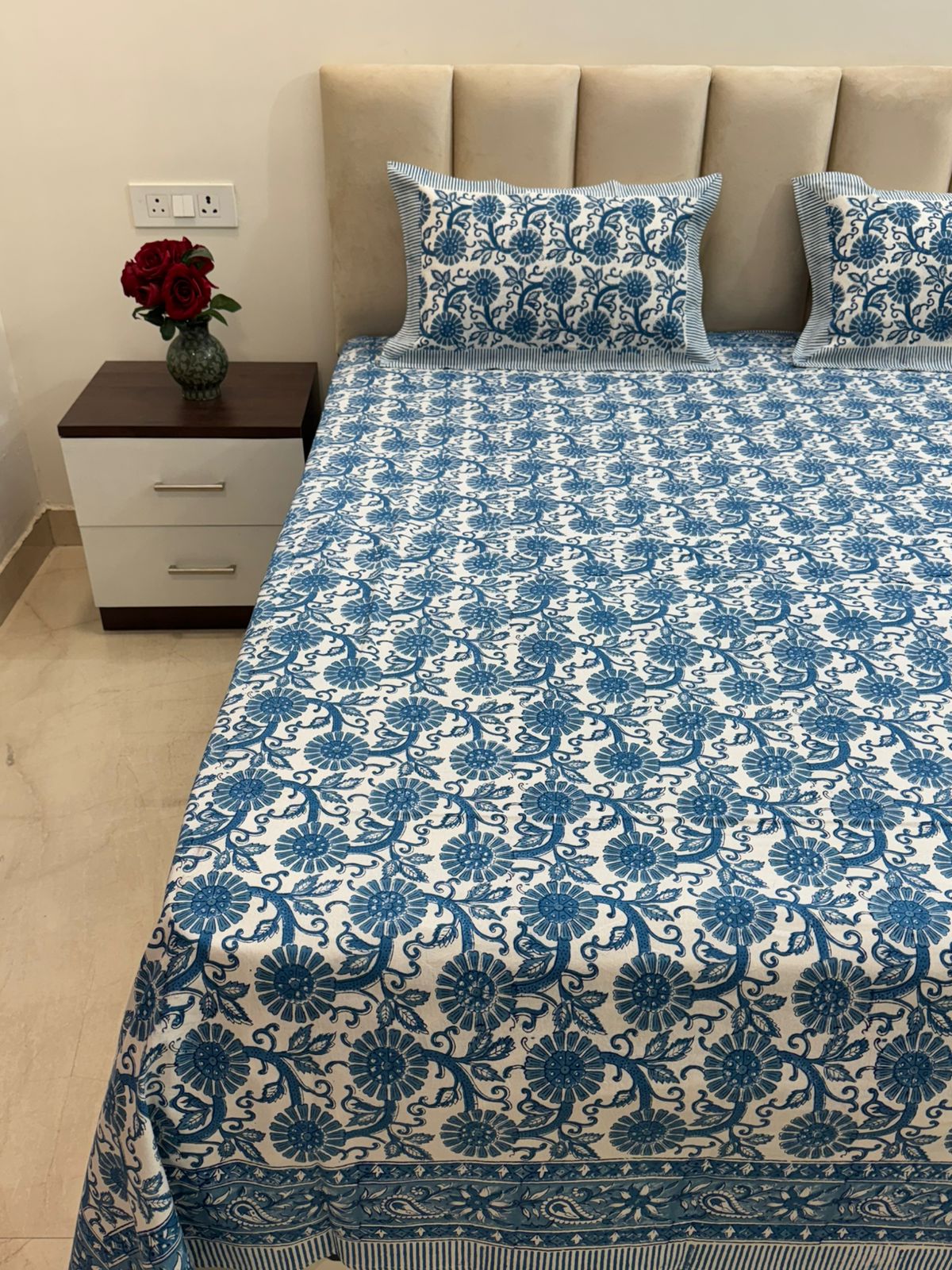 hand block printed bedsheet