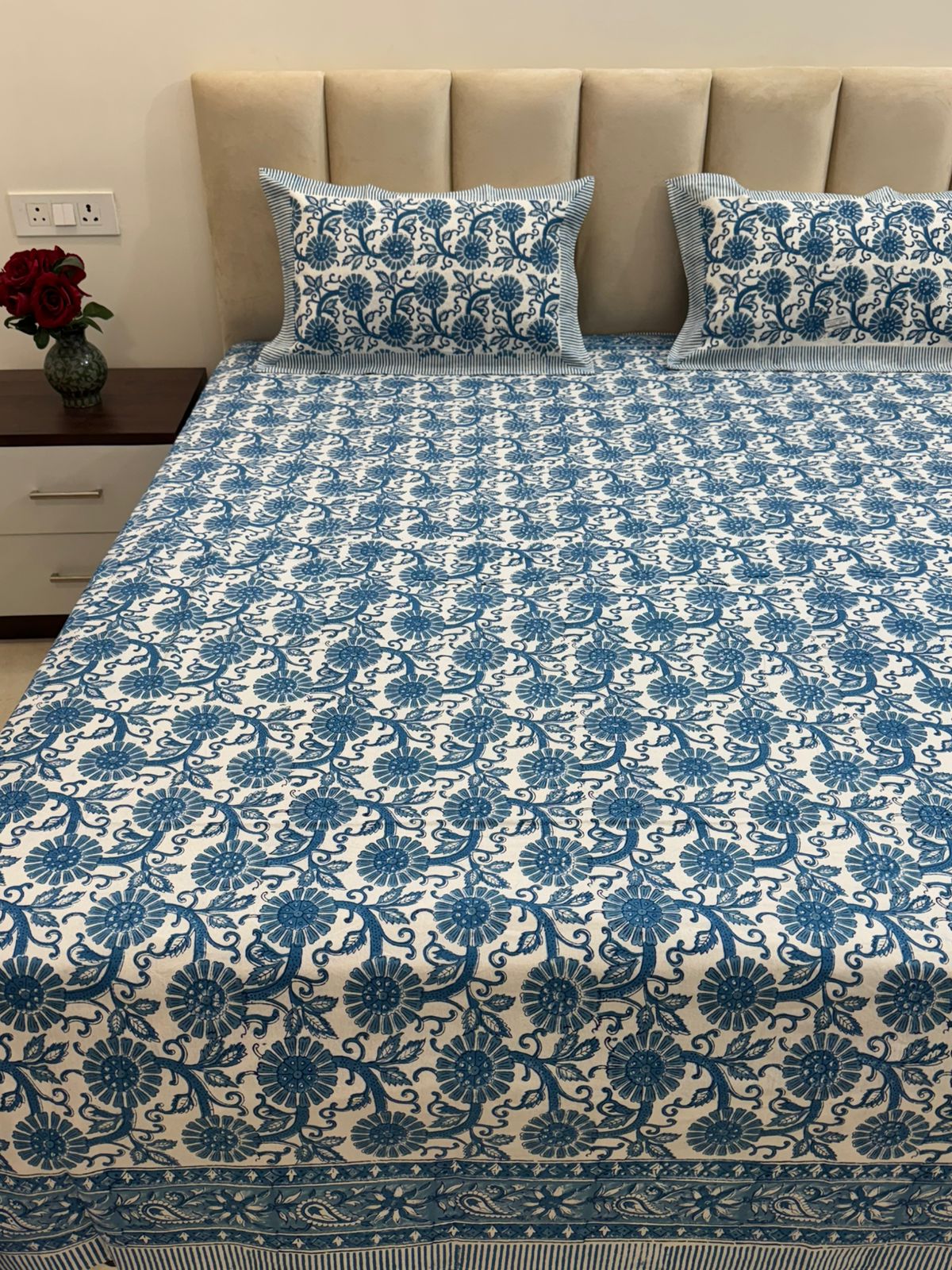 hand block printed bedsheet