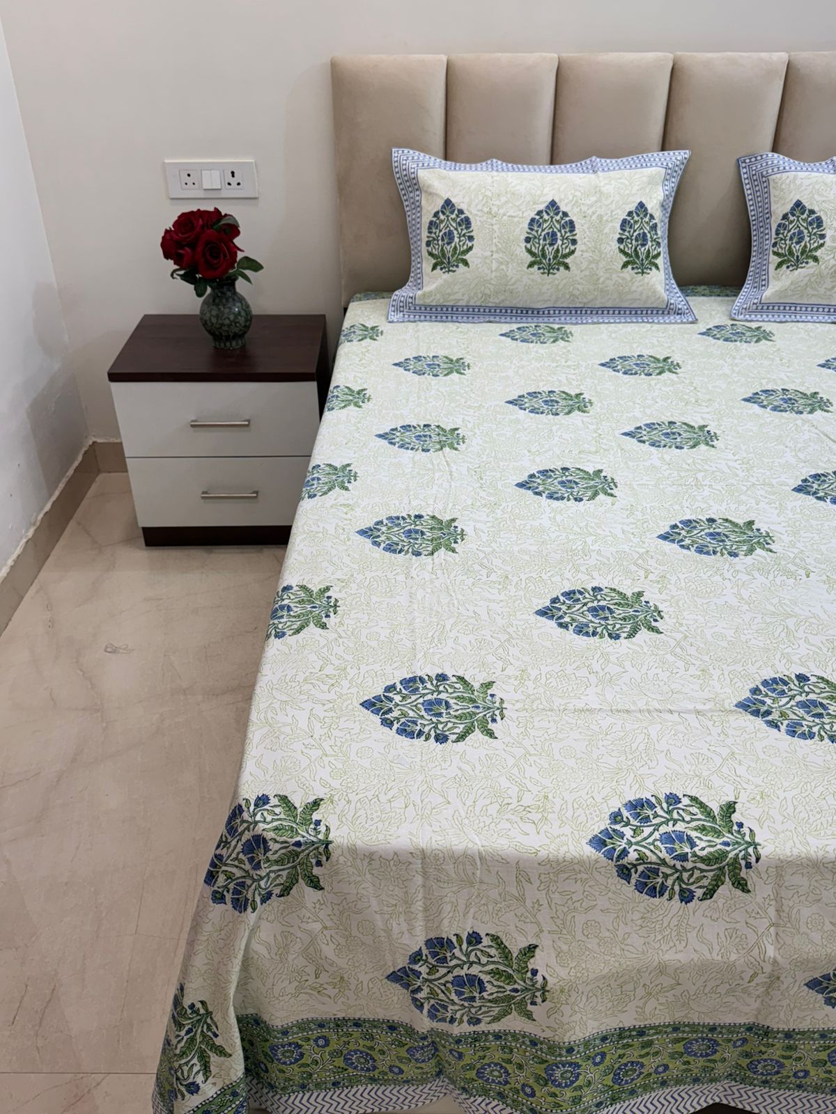 hand block printed bedsheet